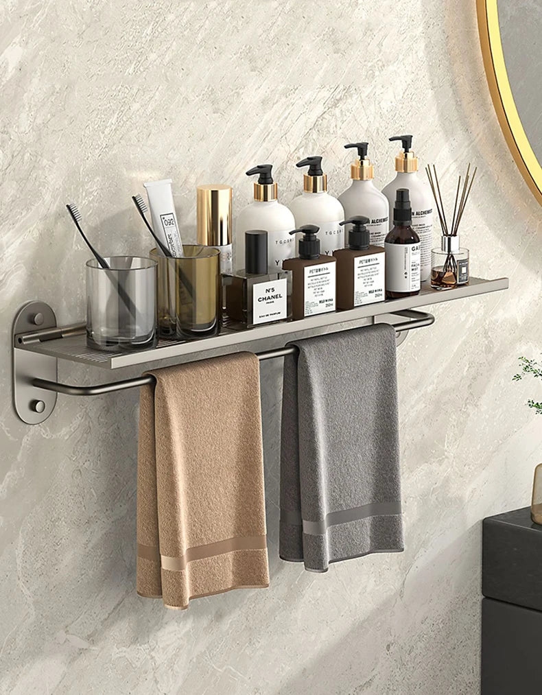 Bathroom Shelf Storage Rack Punch-Free Alumimum Foldable Shelf for Wall Bathroom Wash Basin Cosmetics Storage Organizers Shelves