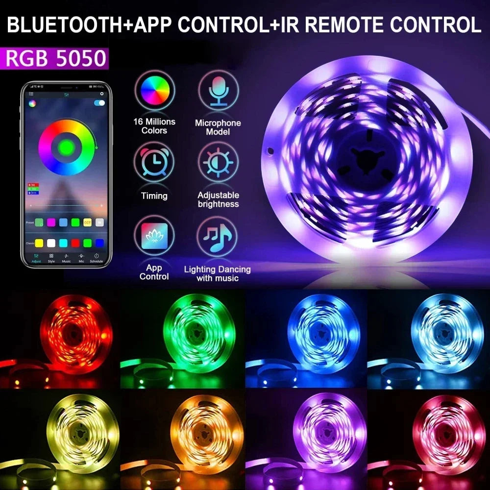 LED Strip Lights 5M 10M 20M 30M Dimmable 5050 RGB LED Lights Strips APP Control,Music Sync Color Changing TV LED Backlight