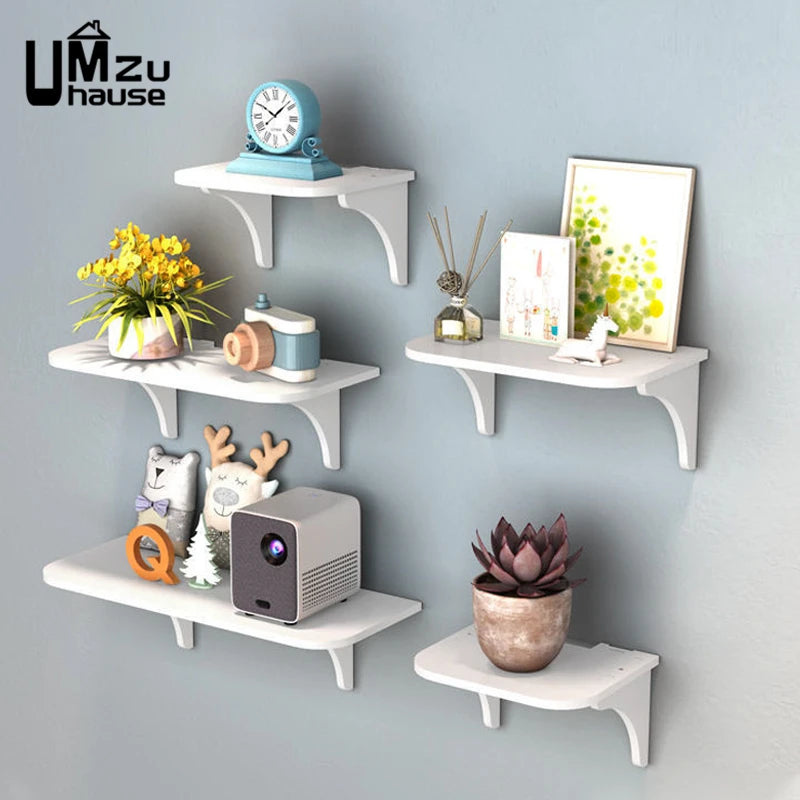 Wall Mount Floating Shelf WiFi Router Storage Removable Hidden Bracket TV Set Top Box Hanging Holder No Drill Hooks Organizer