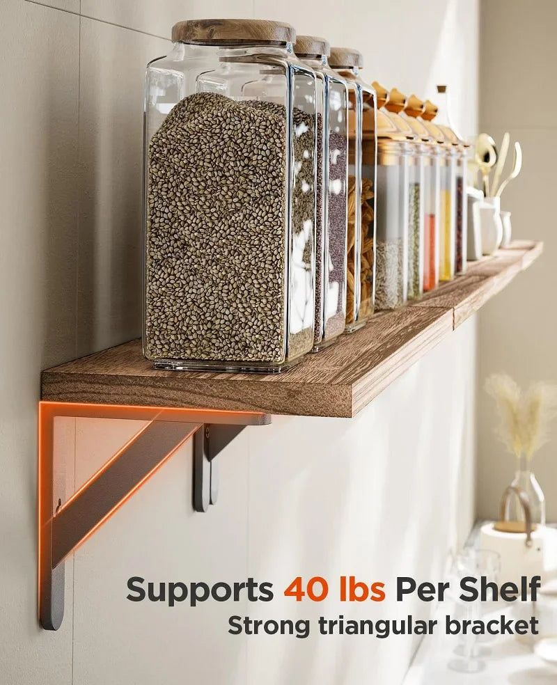 1PC Wooden Shelf Wall Mounted Floating Shelves Home Decorative Storage Rack Display Organizer For Living Room Kitchen Bathroom