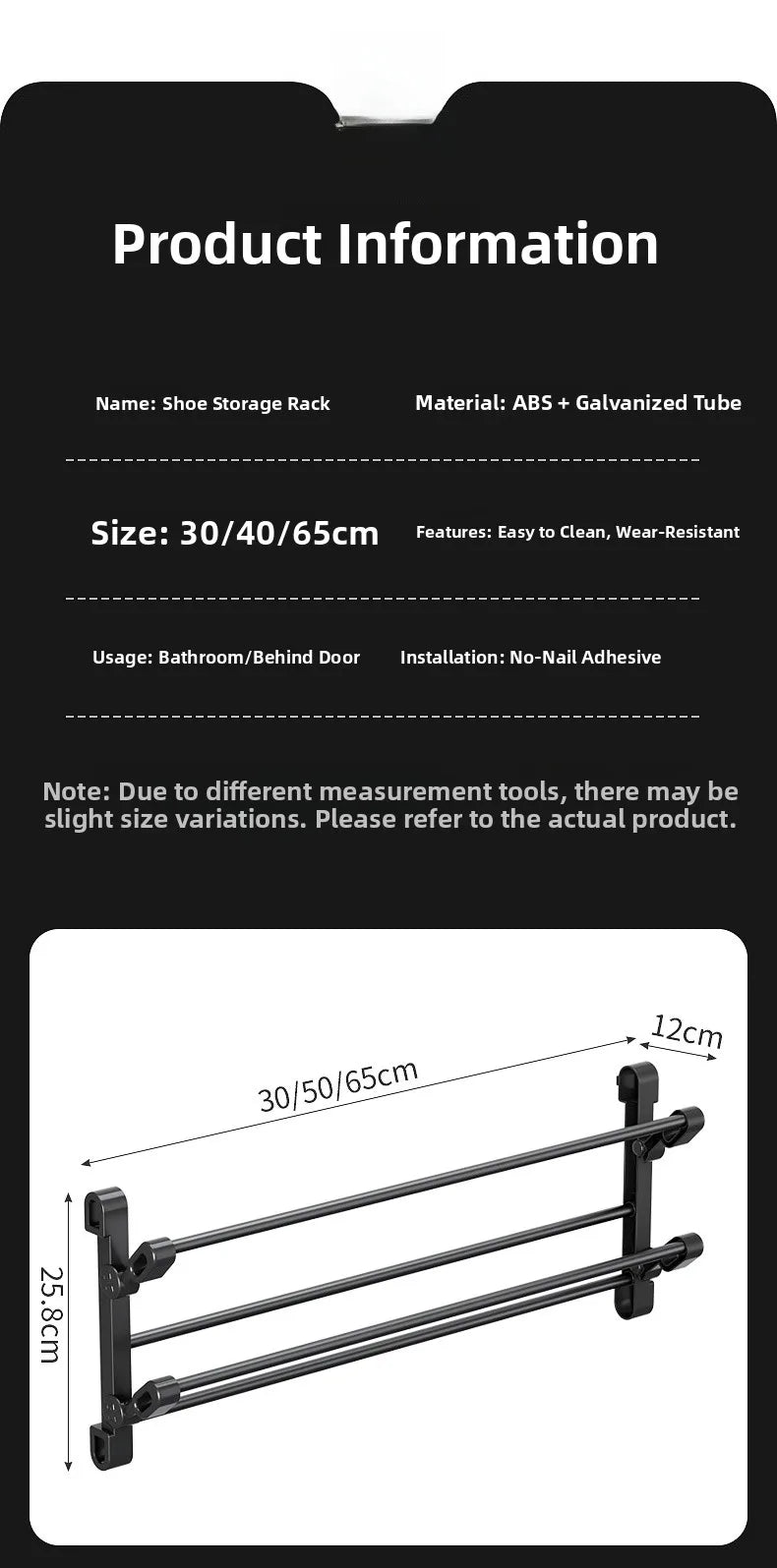 Multi-Functional Wall-Mounted Batoom oe Ra Foldable Metal Storage Organizer for Toiletries And Footwear behind Door