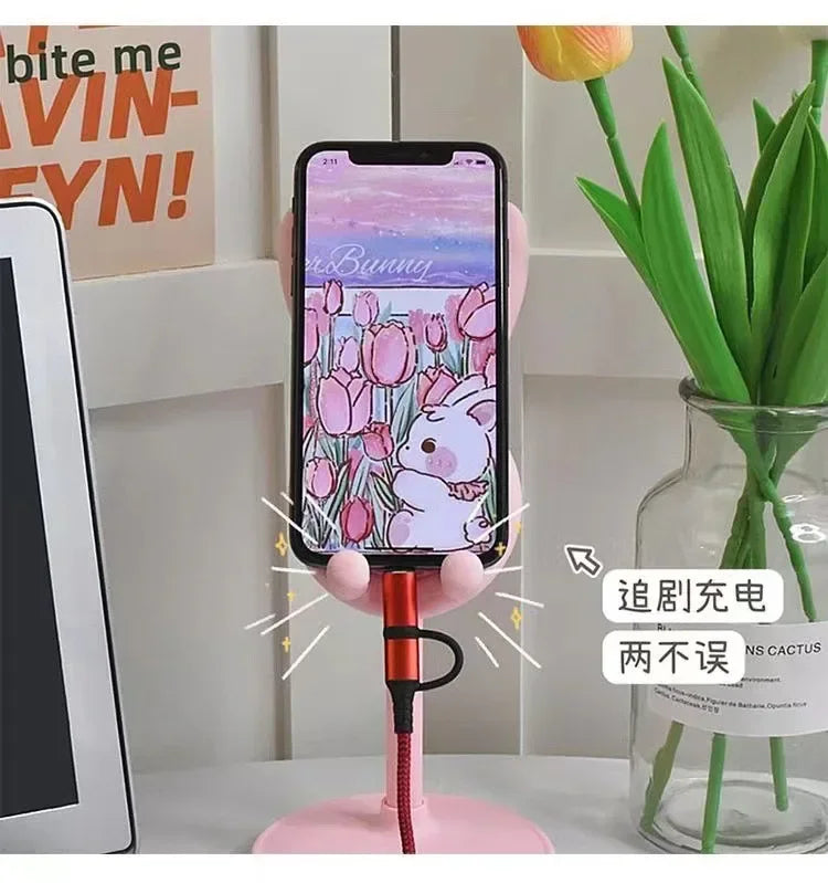 Mobile desktop stand mini cute cartoon bunny tablet universal stand adjustable telescopic lifting lazy stand