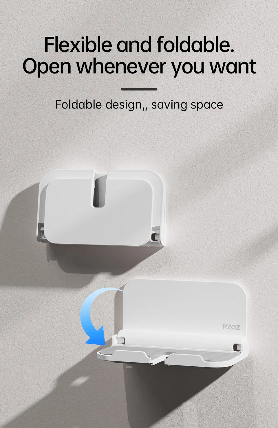 PZOZ Wall Mount Holder Charger Hook Hanging Stand Bracket Dock Mobile Phone Tablet Holder Pasted on Wall Foldable Shower Holder