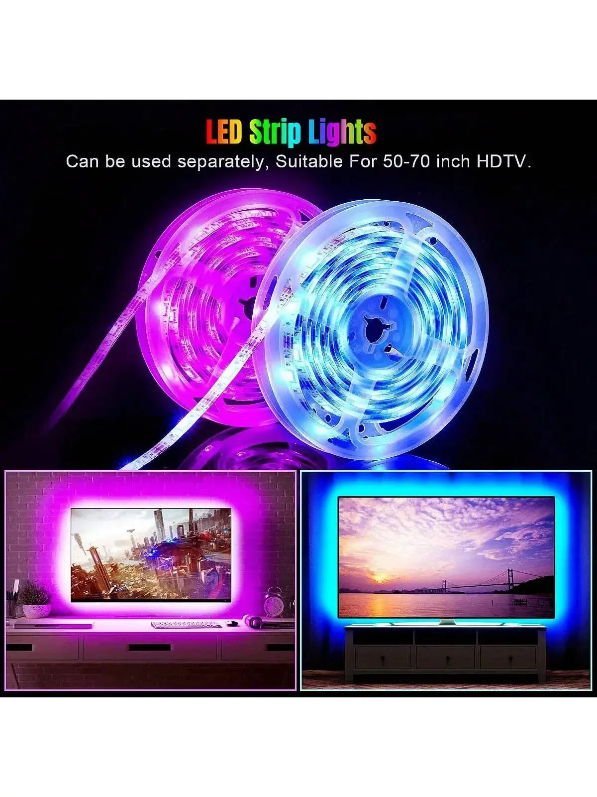 LED Strip Lights 5M 10M 20M 30M Dimmable 5050 RGB LED Lights Strips APP Control,Music Sync Color Changing TV LED Backlight