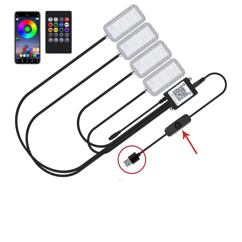 LED Car Interior Ambient Foot Strip Light Kit Accessories Backlight Remote App Music Control Auto RGB Decorative Lamp