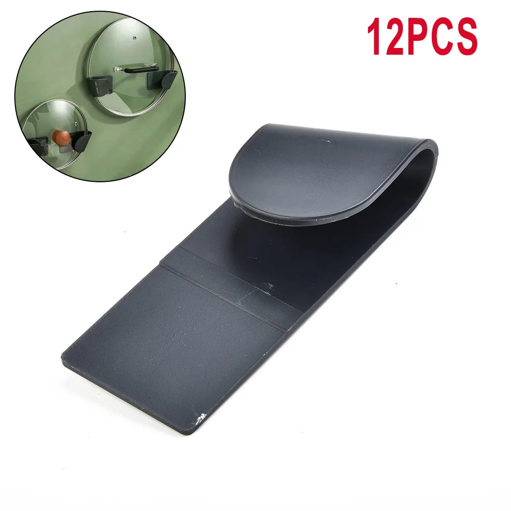 12Pcs Pot Lid Holder Wall-Mounted Hanging Holder For Pan Pot Cover Rack Plastic Pot Cover Racks Kitchen Accessories