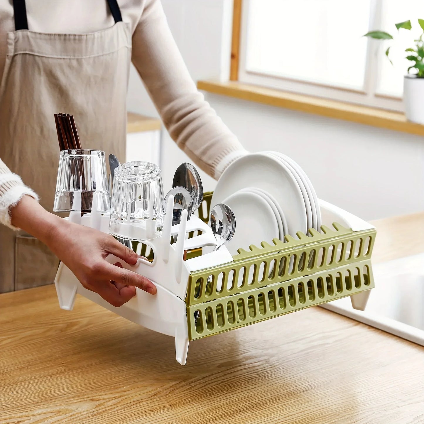 Foldable Dish Rack Collapsible Draining Tray Kitchen Storage Holder Drainer Bowl Tableware Plate Dinnerware Drainer Organizer