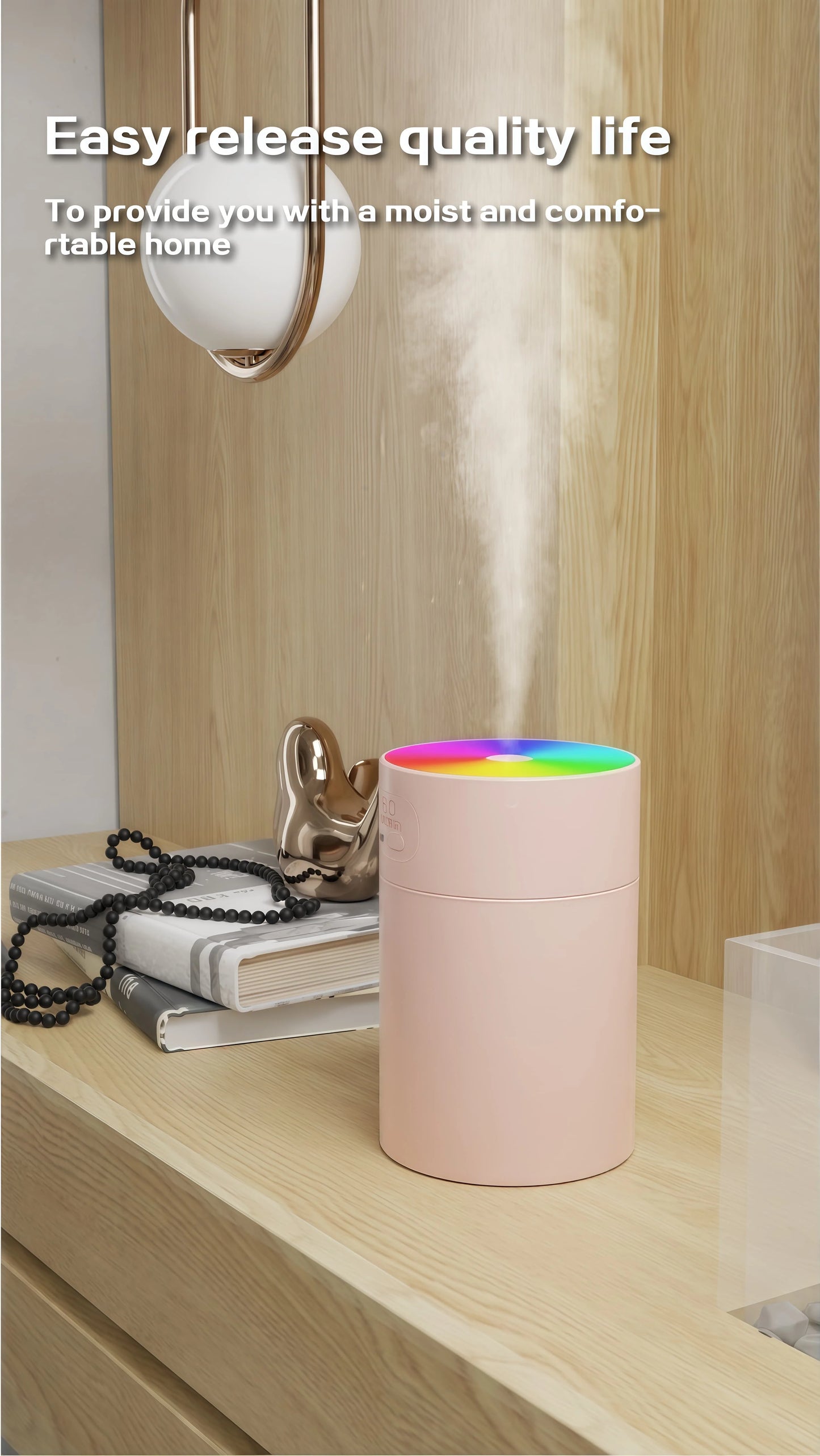 200ML Car Air Humidifier Portable Mini Spray Mist Humidifier with LED Light USB Powered Essential Oil Diffuser For Bedroom Home