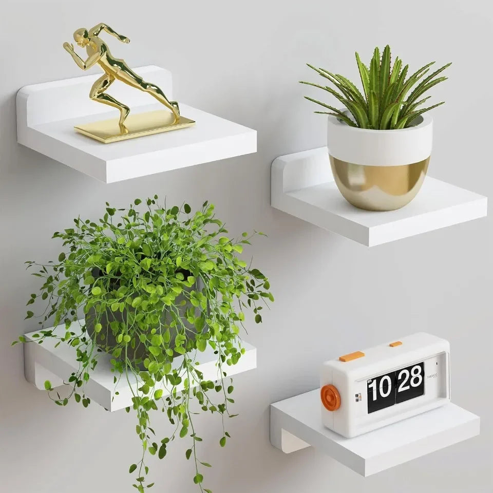 4-Pack Small Floating Shelves Household Decoration Furnishing Display Rack 5 Inch Potted Plant Sturdy Small-scale Storage Rack