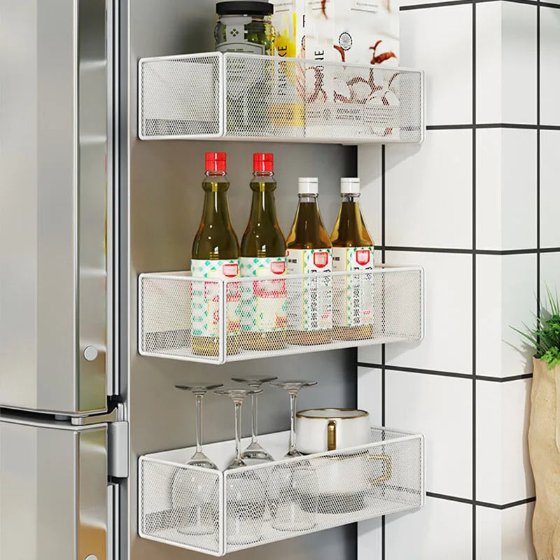 Magnetic Basket Organizer Holder for Fridge Magnetic Storage Bin Box Containers for Refrigerator Whiteboard Classroom