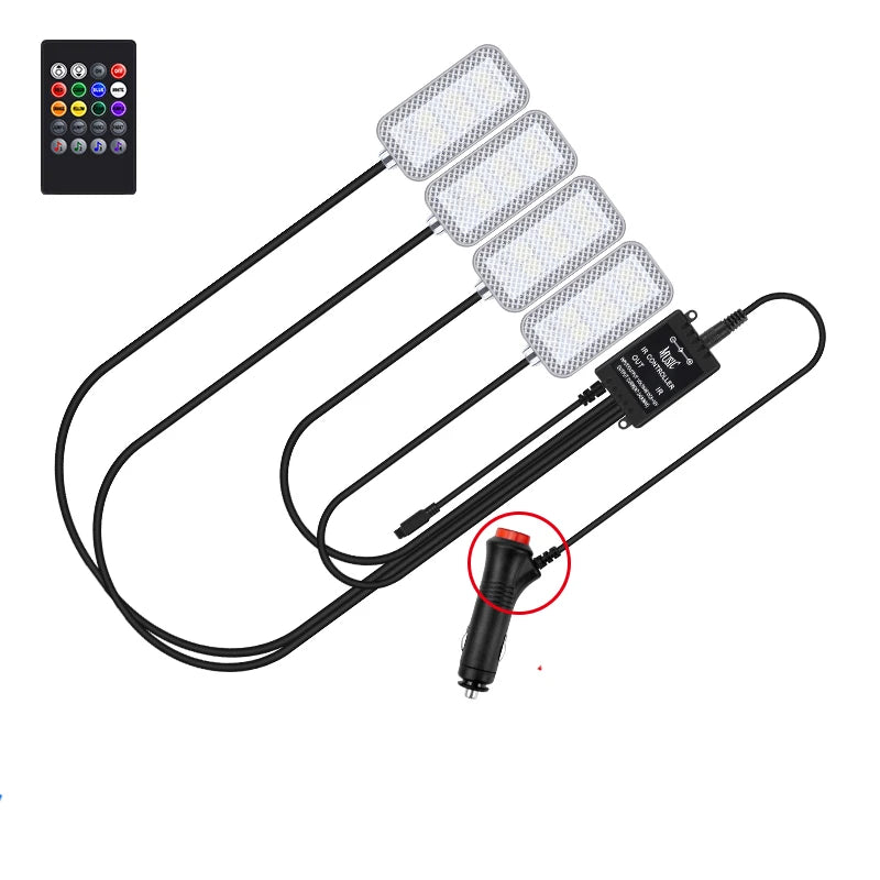 LED Car Interior Ambient Foot Strip Light Kit Accessories Backlight Remote App Music Control Auto RGB Decorative Lamp