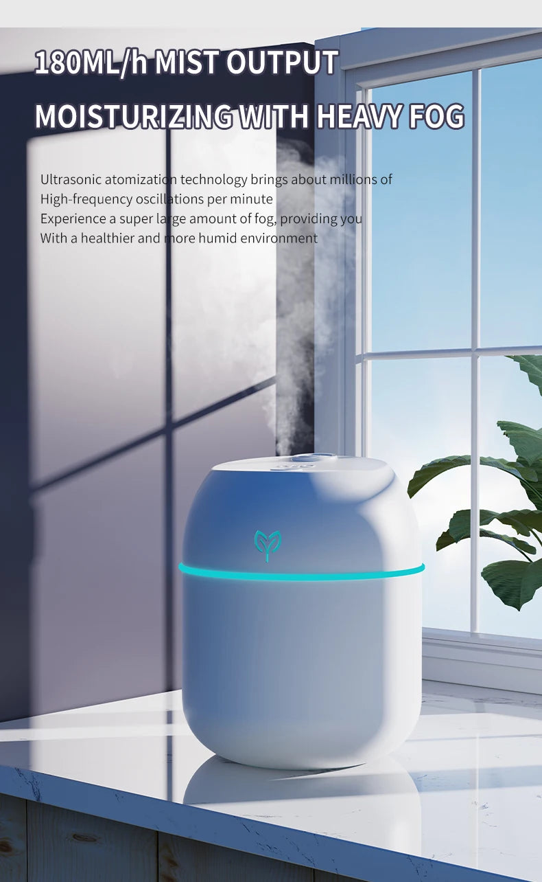 Portable USB Ultrasonic Air Mini Humidifier Essential Oil Diffuser Car Purifier Aroma Anion Mist Maker with LED Lamp Lighting
