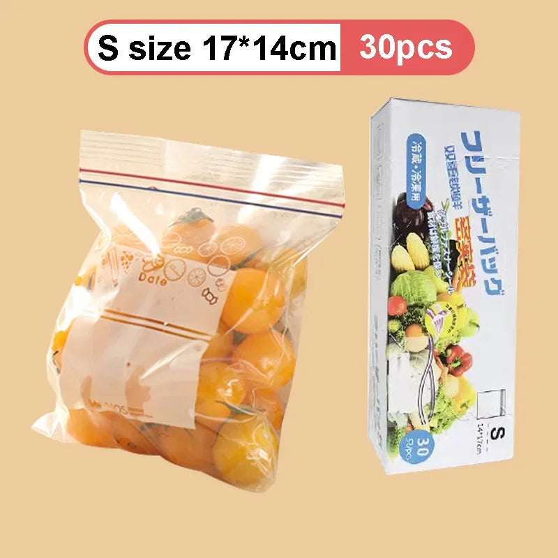 Reusable Zip Lock Bag Food Grade Transparent Storage Bag Refrigerator Fresh-keeping Bag Food Sealed Fruit Food Freezing Special