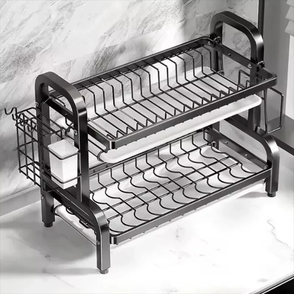 Dish Drying Rack Bowl Racks Large Rust-proof Dish Drainer with Utensil Holder 3 Layer Secure Kitchen Utensil Storage Drainboard