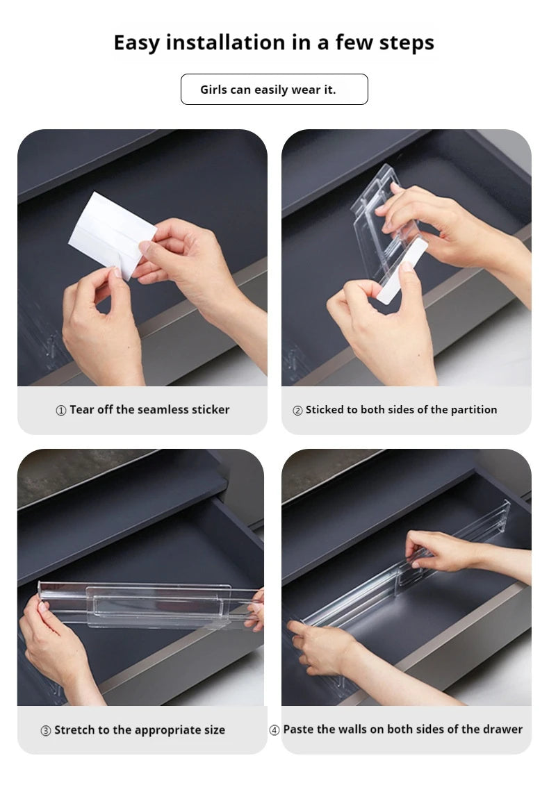 Expandable Drawer Divider Adjustable Plastic Storage Grid Organizer Underwear Socks Jewelry Tray Stationery DIY Modular Divider