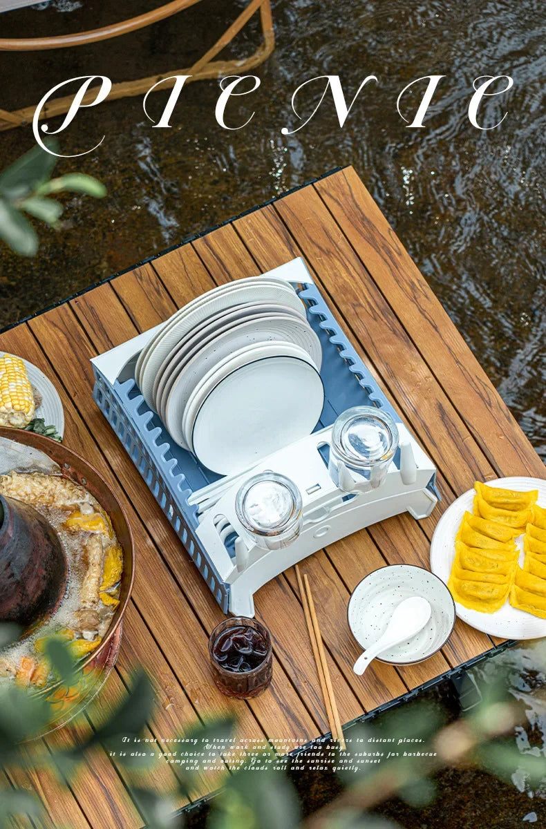 Foldable Dish Rack Collapsible Draining Tray Kitchen Storage Holder Drainer Bowl Tableware Plate Dinnerware Drainer Organizer