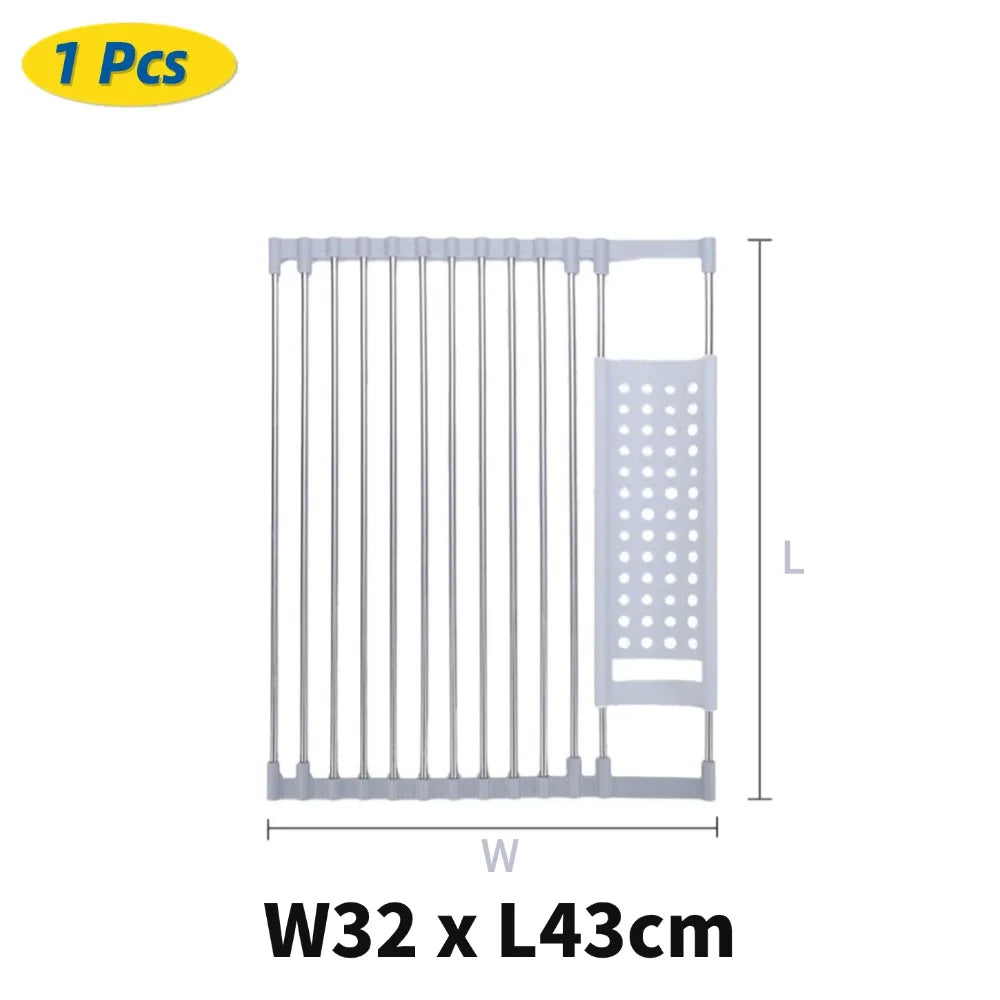 Kitchen Foldable Sink Plate Storage Bowl Holder 304 Stainless Kitchen Dish Drying Rack Dish Drainer Shelf Kitchen Accessories