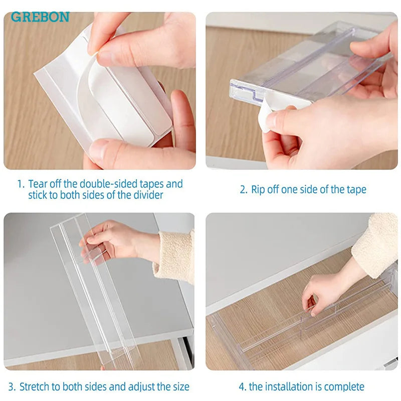 Expandable Drawer Divider Adjustable Plastic Storage Grid Organizer Underwear Socks Jewelry Tray Stationery DIY Modular Divider