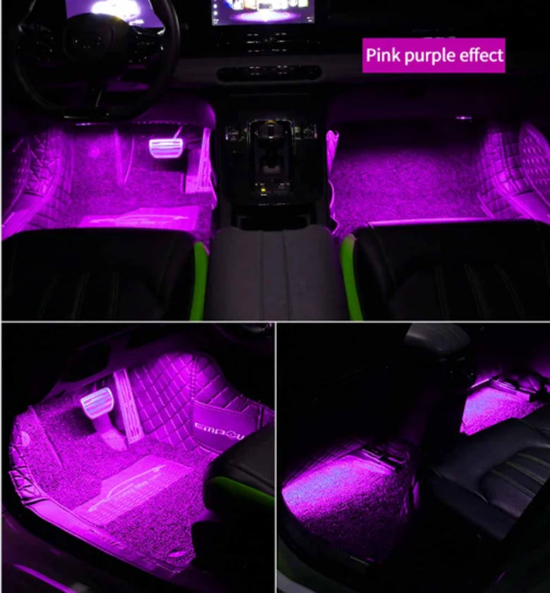 LED Car Interior Ambient Foot Strip Light Kit Accessories Backlight Remote App Music Control Auto RGB Decorative Lamp